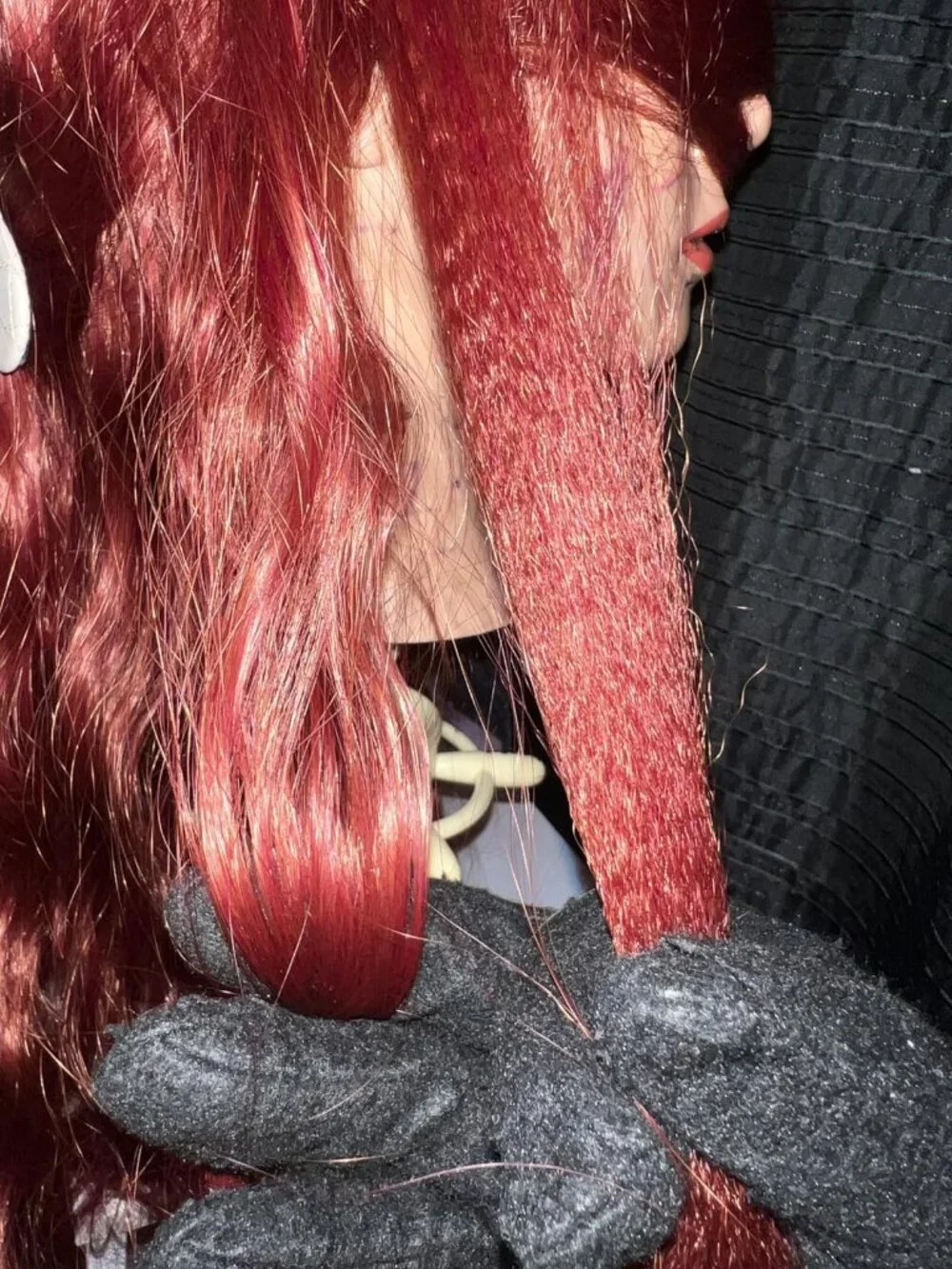 Women's 26 Inch Copper Red Wavy Layered Wig Curtain Bang Butterfly Haircut Style